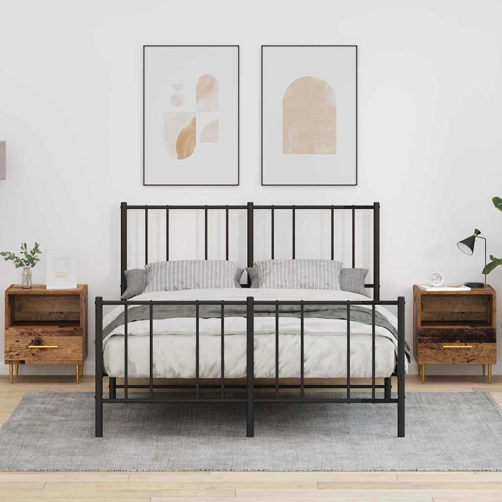 Sengebord 2 stk Gammelt træ 40 x 35 x 47,5 cm Konstrueret træ billede