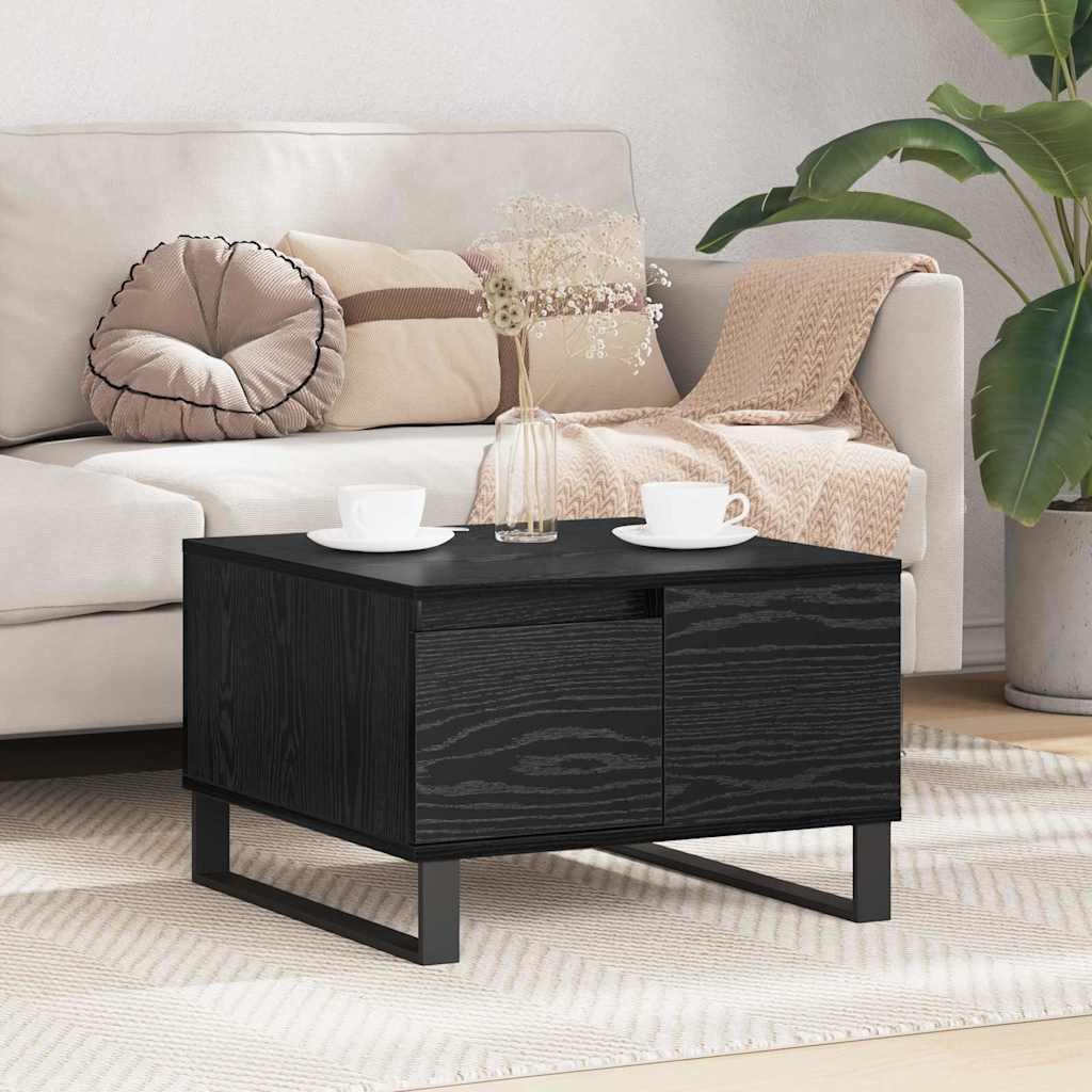 Sofabord med skuffe Sort eg 55 x 55 x 36.5 cm Konstrueret træ billede