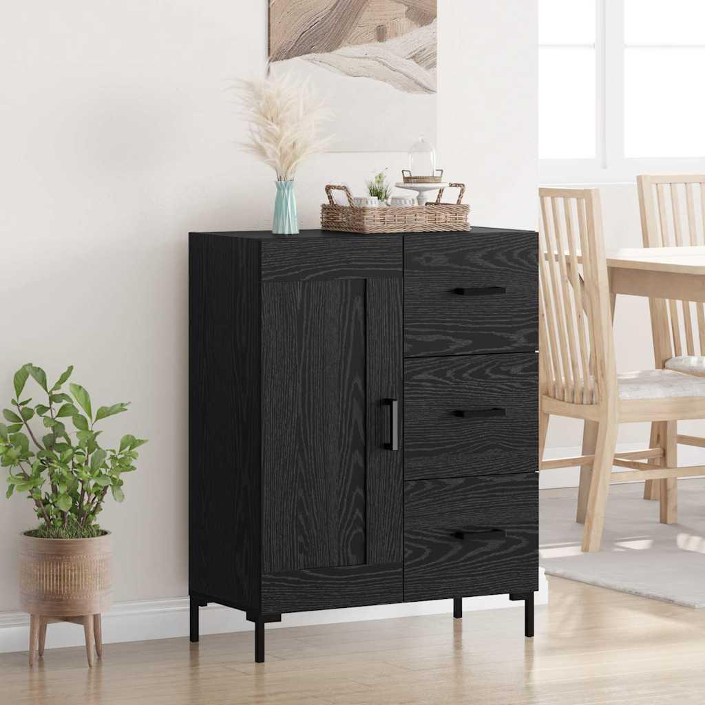 Sidebord med skuffe Sort eg 69.5 x 34 x 90 cm Konstrueret træ billede