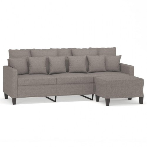 3-personers sofa med fodskammel - 180 cm stof, gråbrun