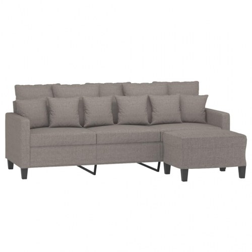 3-personers sofa med fodskammel - 180 cm stof, gråbrun