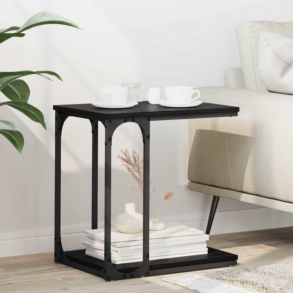 Sidebord med hylde Sort eg 50 x 35 x 52 cm Konstrueret træ billede