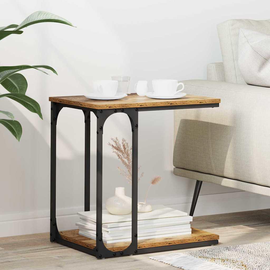 Sidebord med hylde Gammelt træ 50 x 35 x 52 cm Konstrueret træ billede