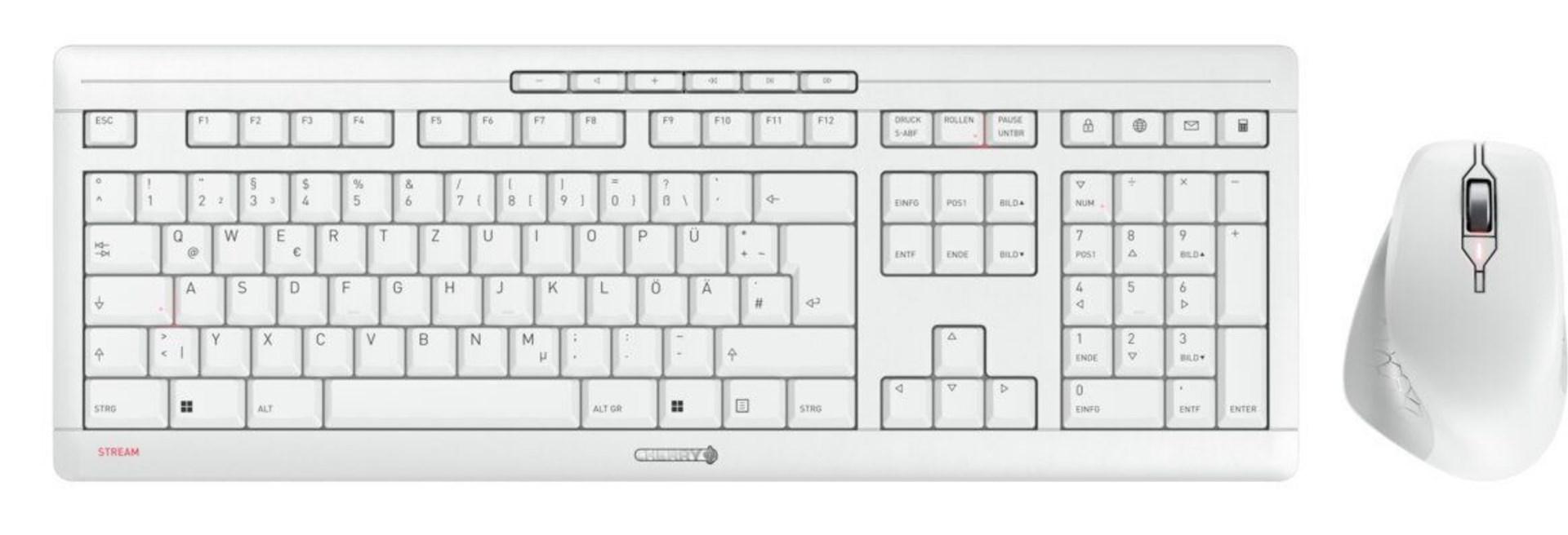 Trådløst tastatur og mus – Cherry Stream Desktop Comfort (hvid) billede