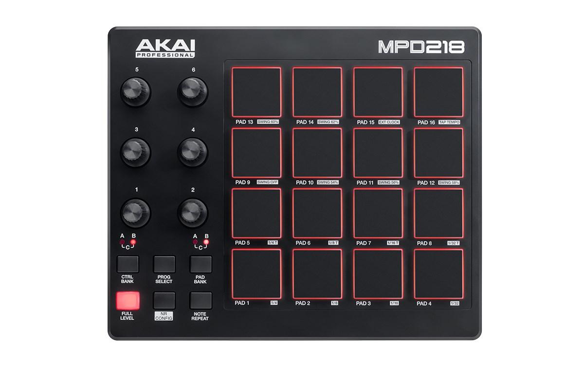 MIDI pad-controller AKAI MPD218 - USB, sort billede