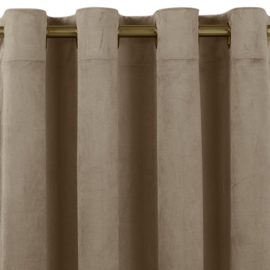 Mørklægningsgardin fløjl 200×300 cm - beige, klassisk, guldmetal-øskner - HOMEDE VILA billede