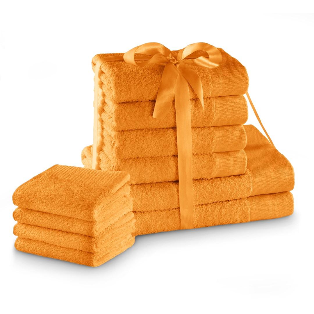 Håndklædesæt 10 dele - Amari by AmeliaHome, orange, 100 % bomuld billede