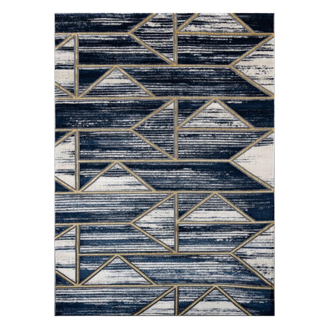 Gulvtæppe Hakano Welli Geometric - marineblå 140×190 billede