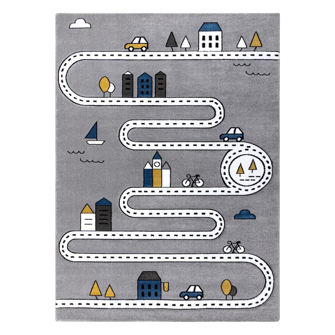 Gulvtæppe til børneværelse - Hakano Tinies Street, grå 160×220 cm billede