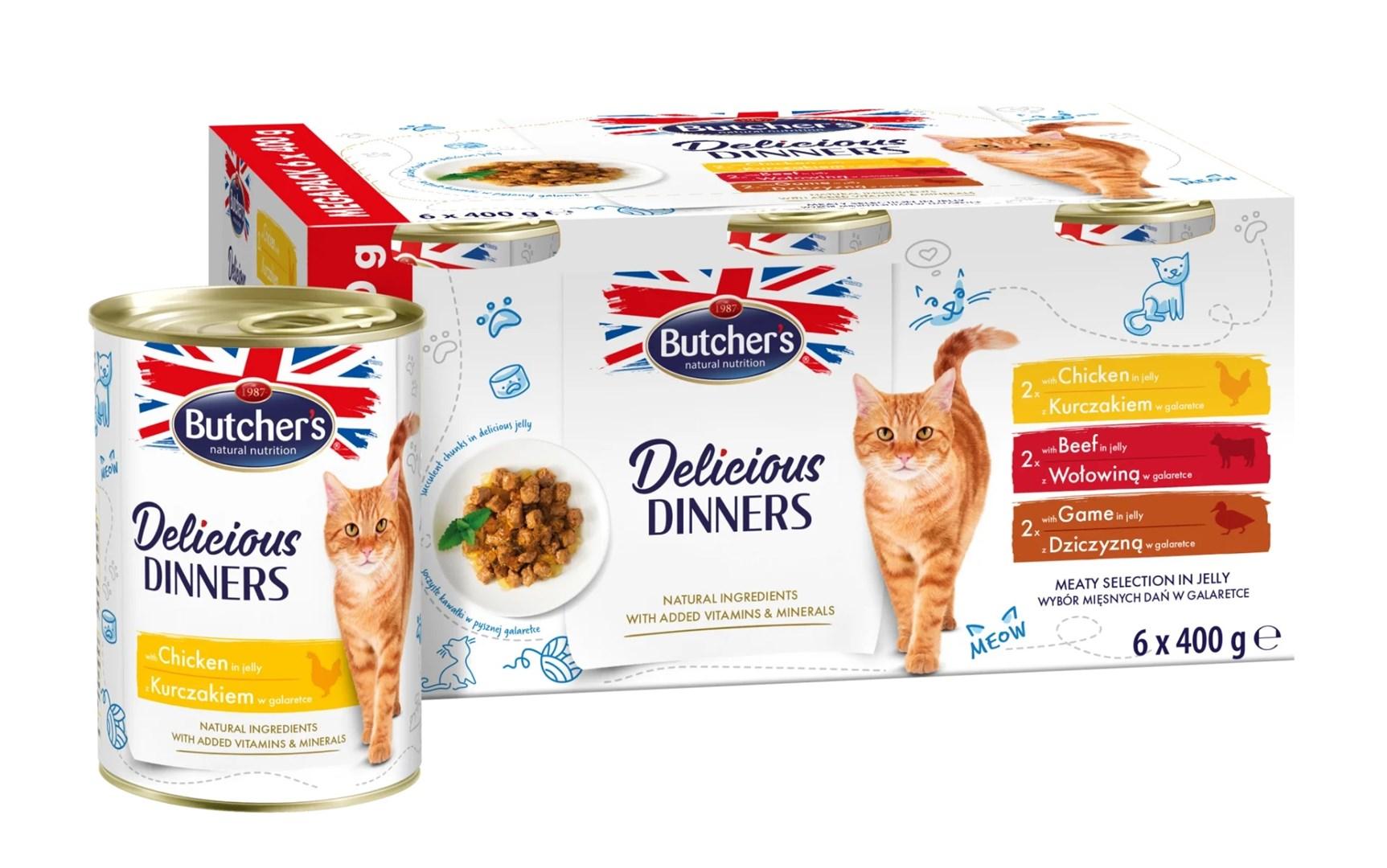 Vådfoder til kat - Butcher’s Delicious Dinners, kødrig udvalg i gelé, 6 x 400 g billede