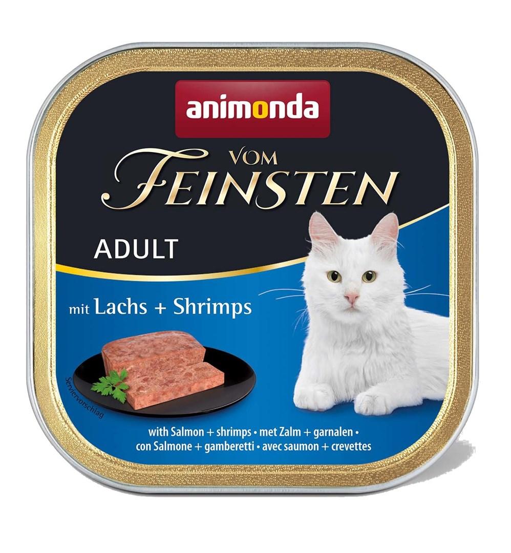 Vådfoder til kat – animonda Vom Feinsten Adult laks & rejer, 100 g billede