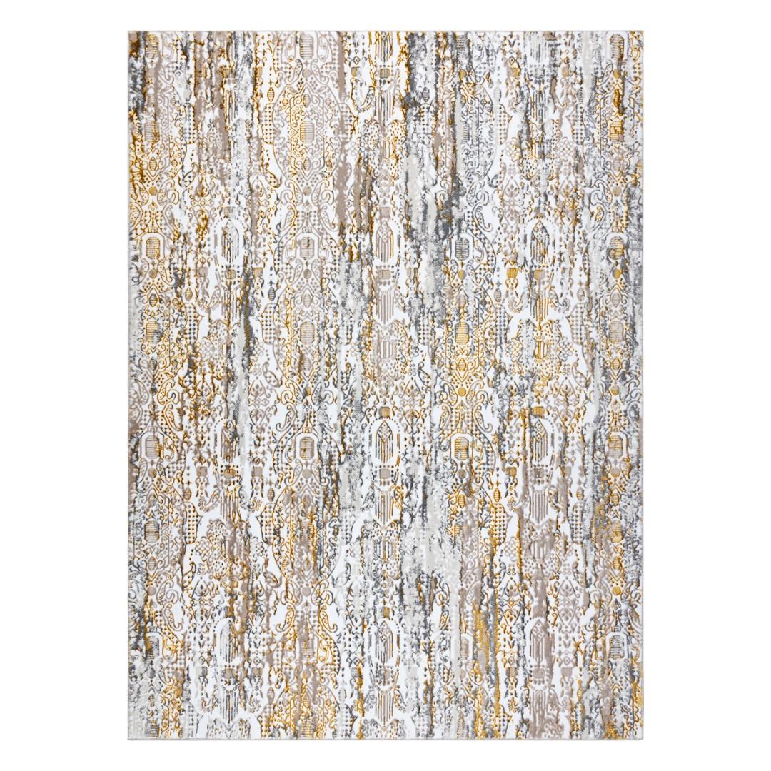 Gulvtæppe Hakano Mosse Ornament 180×270 - beige/grå/sennepsgul billede