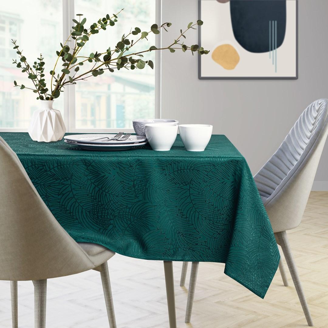 Dug AmeliaHome Gaia flaskegrøn, præget plante, 80×80 cm billede