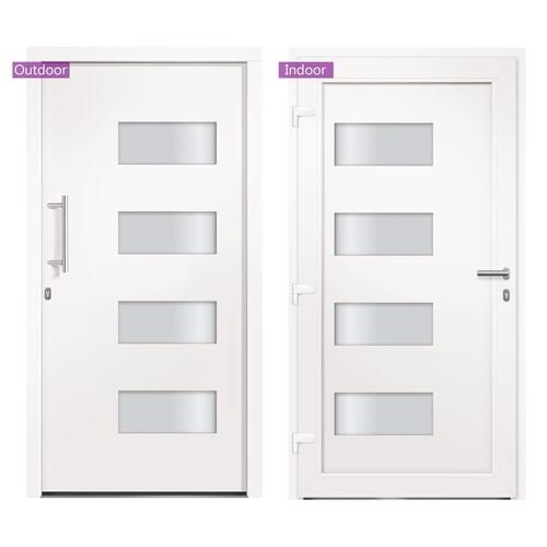 Hoveddør 100x210 cm aluminium og PVC hvid