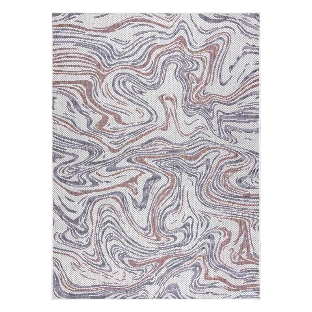 Gulvtæppe Hakano Vinea Waves 160×220 cm - creme, blå og pudderlyserød billede