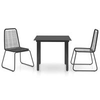 Spisebordssæt til haven 3 dele PVC-rattan sort