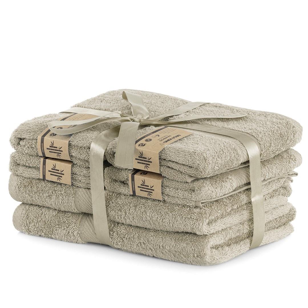Håndklædesæt 6 stk. beige - Bamby, 70x140 + 50x100, bomuld/bambus billede