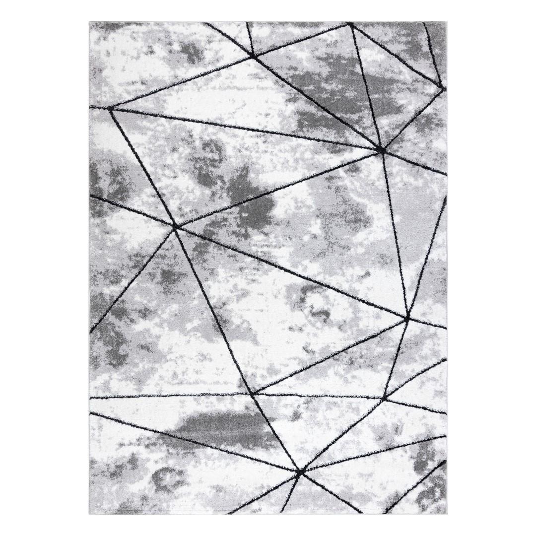 Gulvtæppe Hakano Vers Polygons 120×170 - grafit/hvid billede