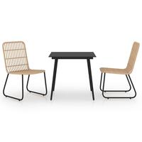 Udendørs spisebordssæt 3 dele polyrattan og glas