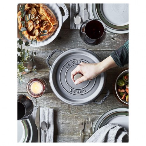 Gryde i støbejern 24 cm – ZWILLING Staub Cocotte, 3,8 l, grå