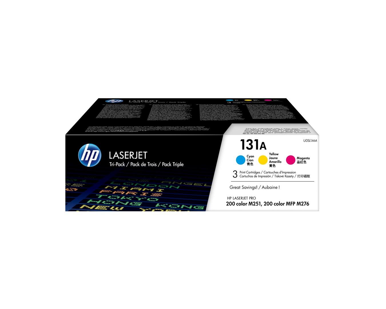 Toner til laserprinter HP 131A 3-pack - cyan/magenta/gul (original)