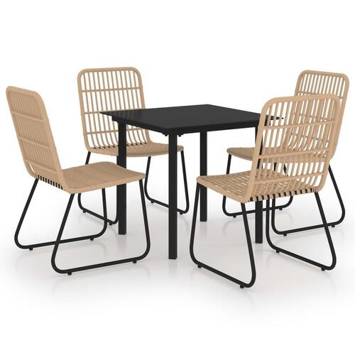 Udendørs spisebordssæt 5 dele polyrattan og glas
