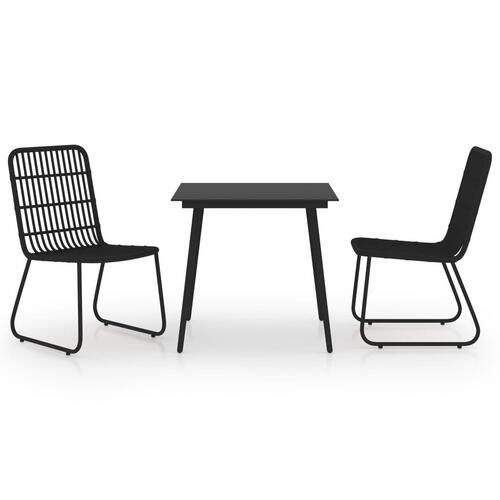 Udendørs spisebordssæt 3 dele polyrattan og glas