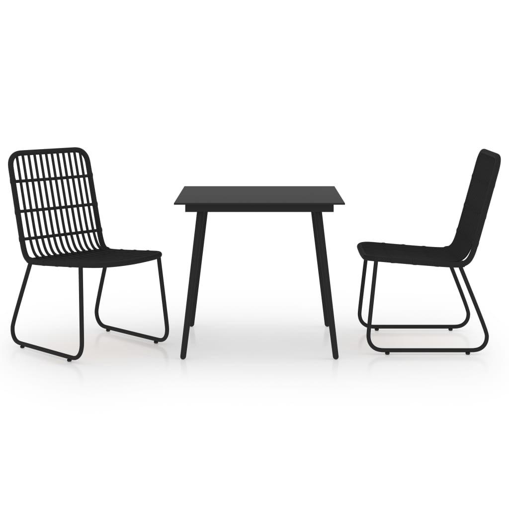 Udendørs spisebordssæt 3 dele polyrattan og glas