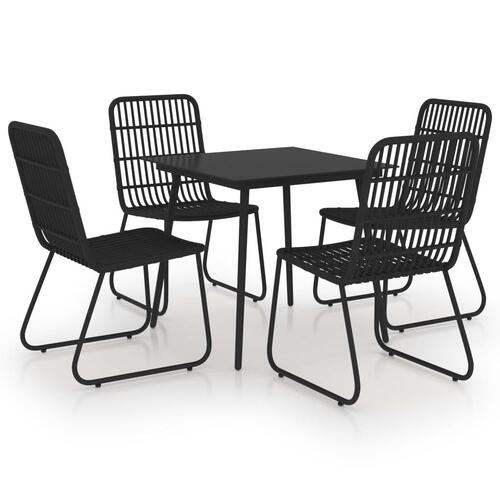 Udendørs spisebordssæt 5 dele polyrattan og glas
