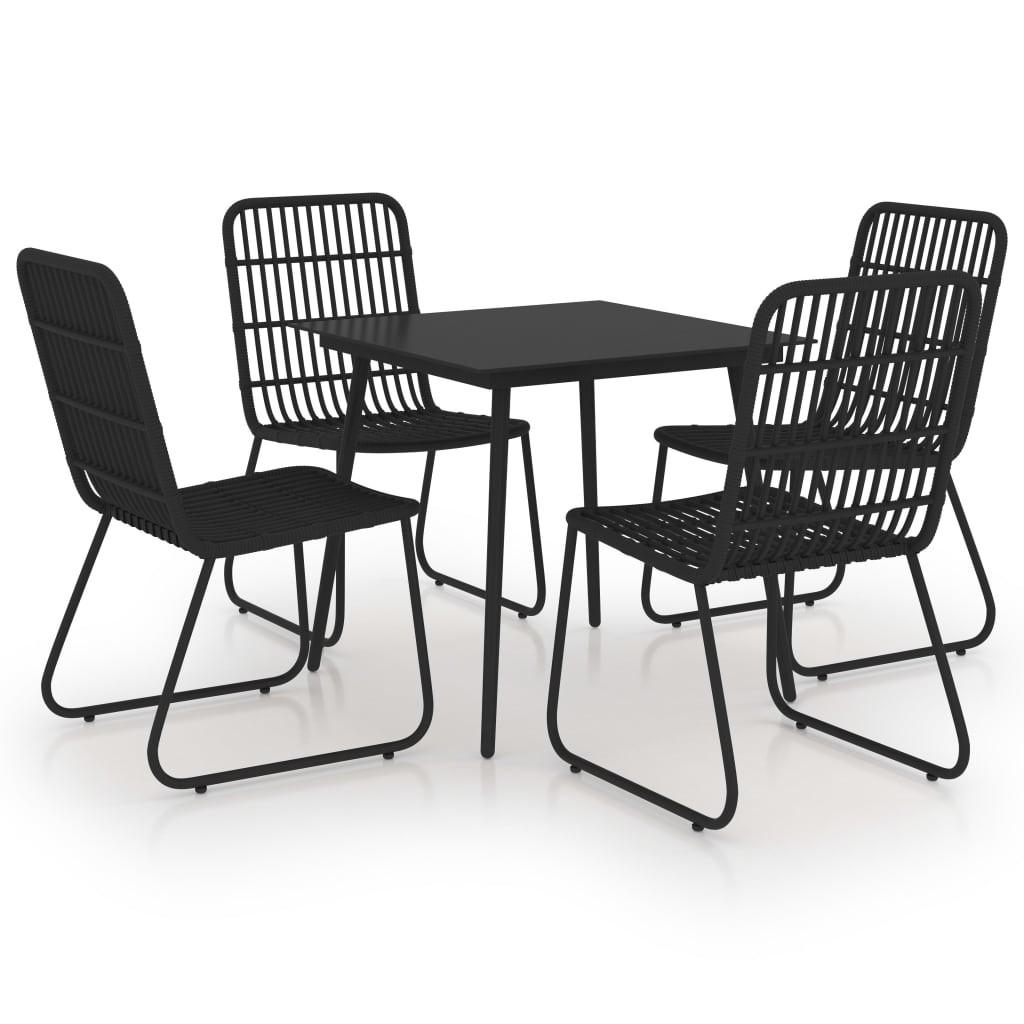 Udendørs spisebordssæt 5 dele polyrattan og glas