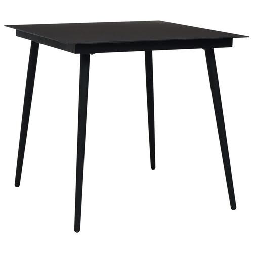 Udendørs spisebordssæt 5 dele polyrattan og glas