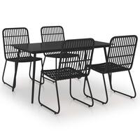 Udendørs spisebordssæt 5 dele polyrattan og glas