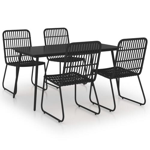 Udendørs spisebordssæt 5 dele polyrattan og glas