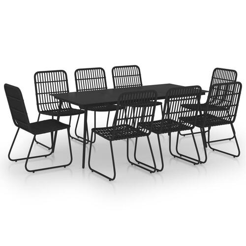 Udendørs spisebordssæt 9 dele polyrattan og glas