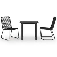 Udendørs spisebordssæt 3 dele polyrattan og glas
