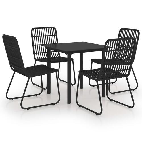 Udendørs spisebordssæt 5 dele polyrattan og glas