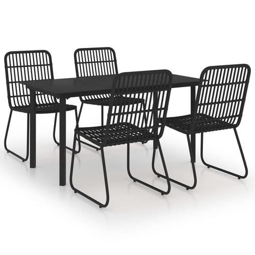 Udendørs spisebordssæt 5 dele polyrattan og glas