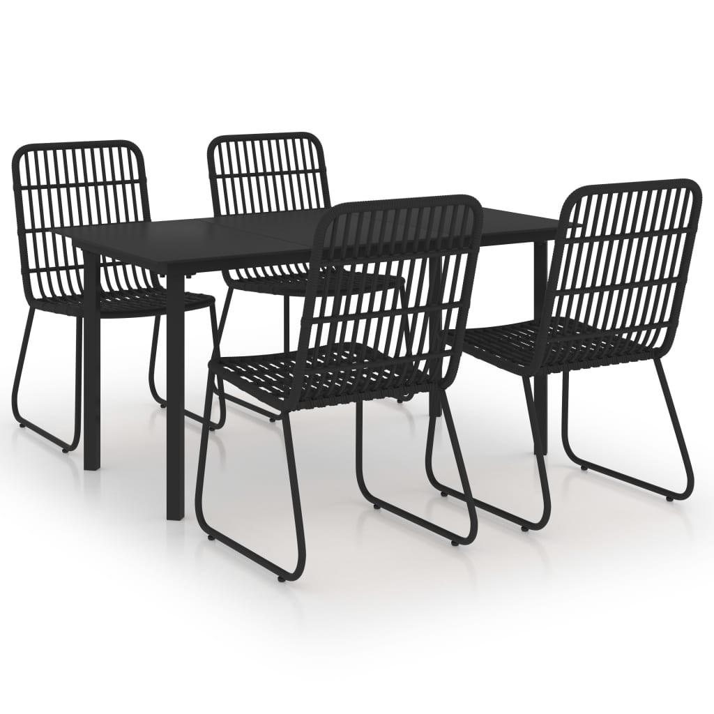 Udendørs spisebordssæt 5 dele polyrattan og glas