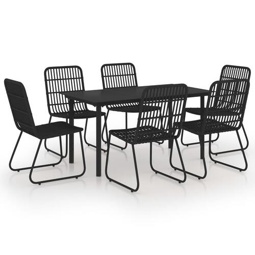 Udendørs spisebordssæt 7 dele polyrattan og glas