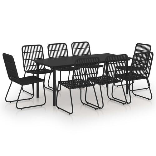 Udendørs spisebordssæt 9 dele polyrattan og glas