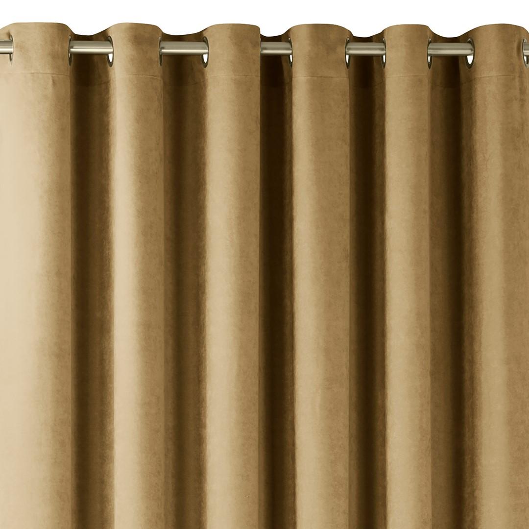Mørklægningsgardin HOMEDE MILANA - lysebrun chenille, øskner, 280×245 cm billede