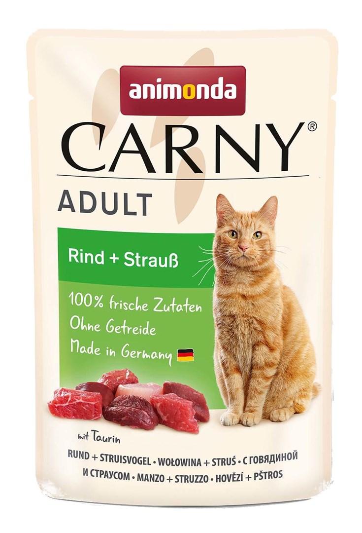 Vådfoder til kat – animonda Carny Adult oksekød & struds, 85 g billede