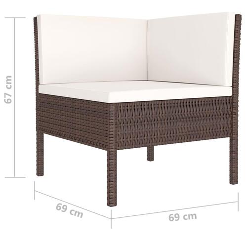 Loungesæt til haven 6 dele med hynder polyrattan brun
