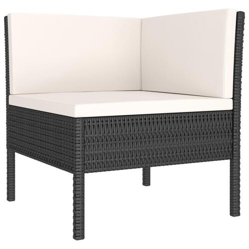 Loungesæt til haven 6 dele med hynder polyrattan sort