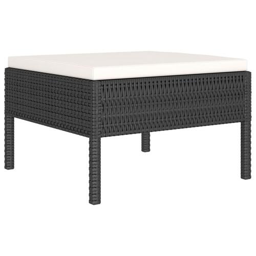 Loungesæt til haven 6 dele med hynder polyrattan sort
