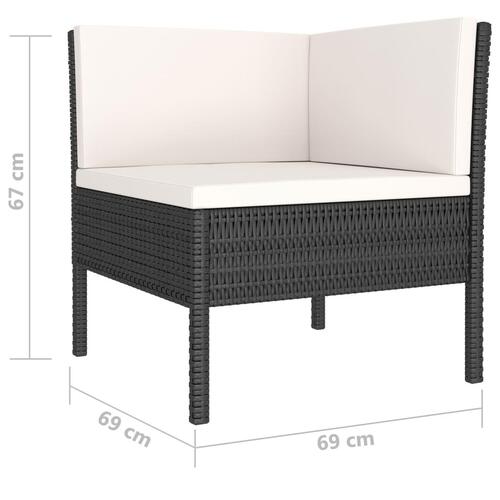 Loungesæt til haven 6 dele med hynder polyrattan sort