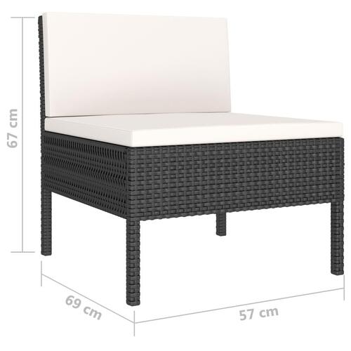 Loungesæt til haven 6 dele med hynder polyrattan sort