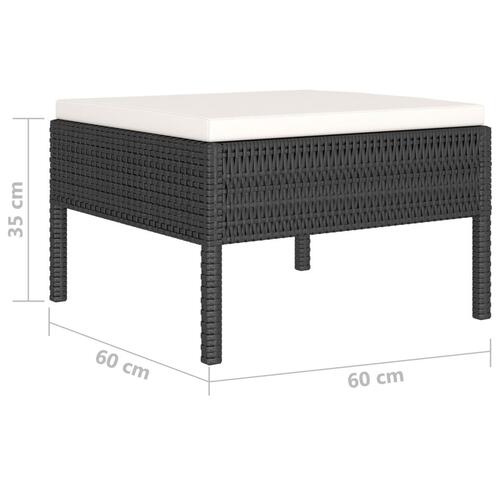 Loungesæt til haven 6 dele med hynder polyrattan sort