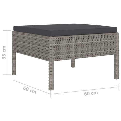 Loungesæt til haven 6 dele med hynder polyrattan grå