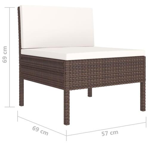 Loungesæt til haven 10 dele med hynder polyrattan brun